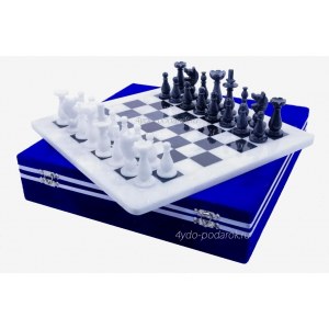 Шахматы каменные белый и чёрный мрамор 30х30 new