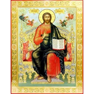 Спас на престоле (рукописная икона с резьбой)
