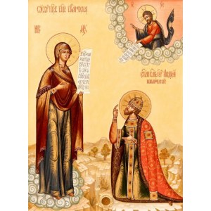 Явление Богородицы Андрею Боголюбскому (икона на дереве)