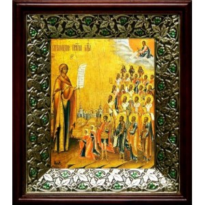 Боголюбская (Московская) икона БМ (21х24), киот со стразами