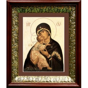 Владимирская икона БМ (19х22), темный киот