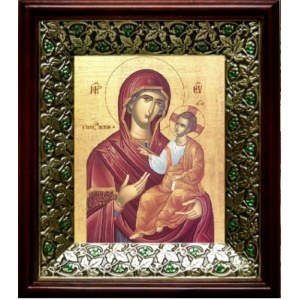Григориатская икона Божией Матери, киот со стразами