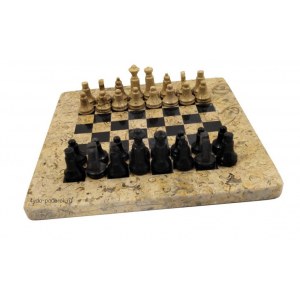 Шахматы каменные яшма и мрамор 20х20