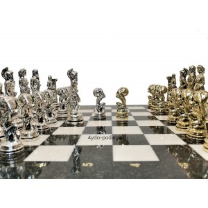 Шахматы эксклюзивные "Древняя Греция" Бронза-Змеевик-Мрамор
