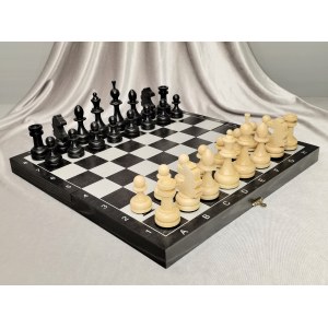 Набор 3 в 1 "Гроссмейстер" серебро с фигурами из бука