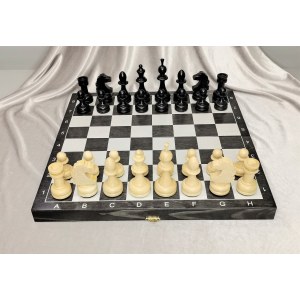 Набор 3 в 1 "Гроссмейстер" серебро с фигурами из бука