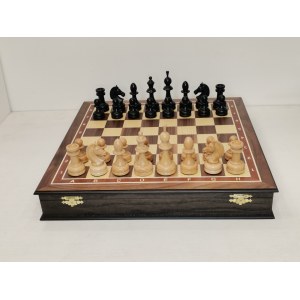 Шахматы деревянные в ларце 45 "Гамбит"+шашки ручной росписи в подарок