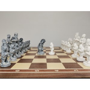 Шахматы деревянные в ларце 45 с фигурами из литьевого мрамора + шашки в подарок