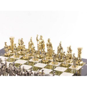 Шахматы "Римcкая война" доска 44х44 см мрамор змеевик